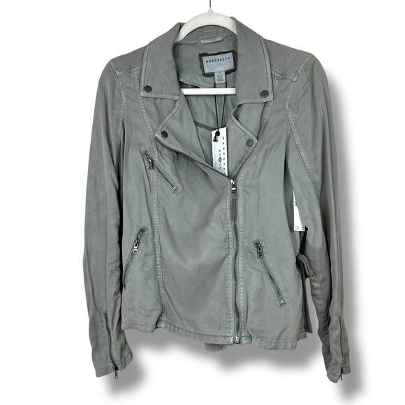 Anthropologie Marrakech NWT Ronika Moss Green Draped Moto Zip Jacket XS - Picture 2 of 10